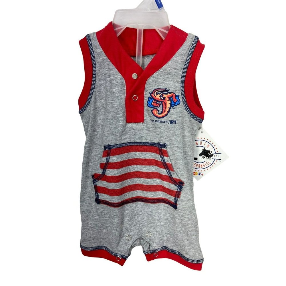 MLB Licensed Minor League Jacksonville Jumbo Shrimp  NWT One Piece Size 0-3 Mont